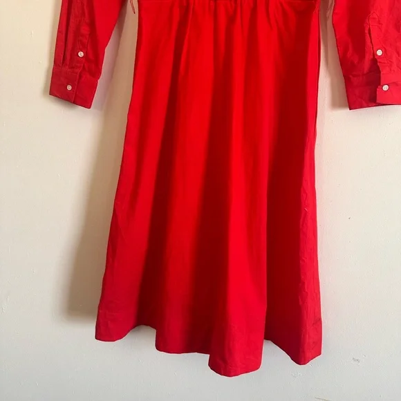 J.Crew Poplin Bright Cerise Cotton Tie Waist Dress size 00 - Picture 12 of 13